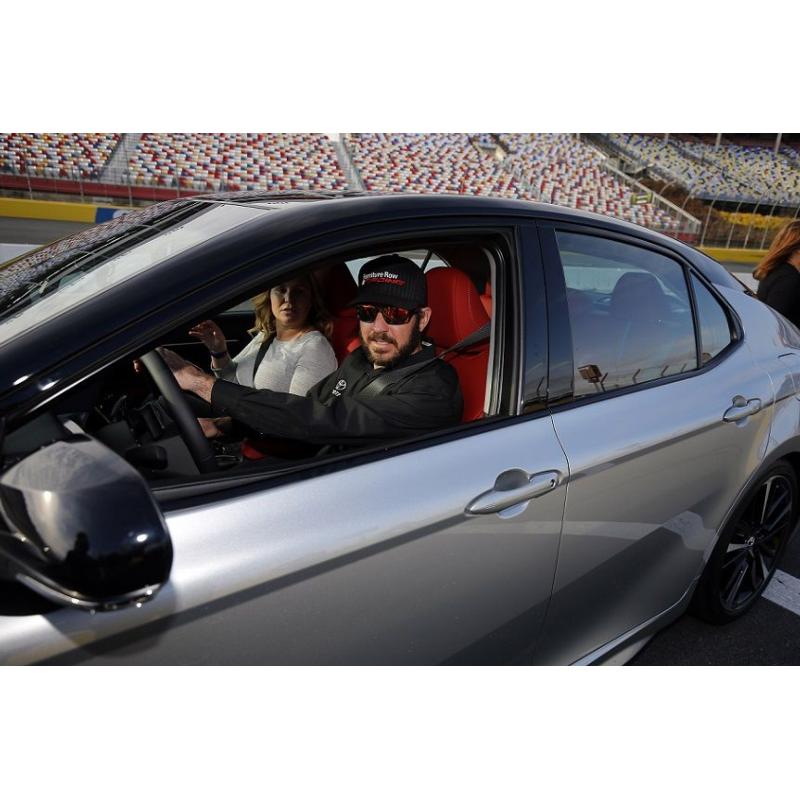 Defending Bank of America 500 winner and reigning Monster Energy NASCAR Cup Series champion Martin Truex Jr. headlined a Roval ride-and-drive event for media in 2018 Toyota Camry XSE cars on Monday at Charlotte Motor Speedway.