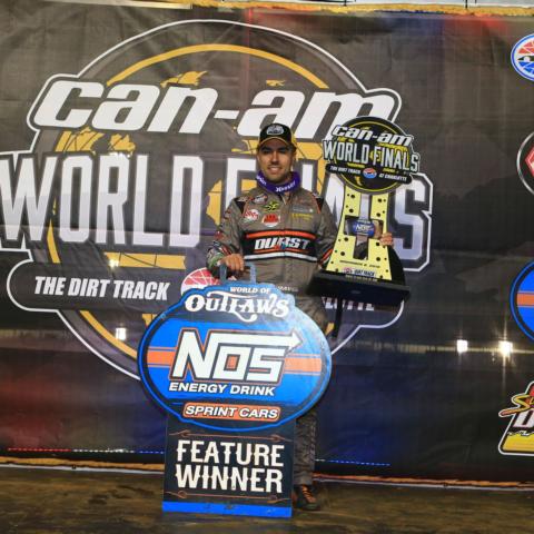 David Gravel scored his 50th career World of Outlaws NOS Energy Drink Sprint Cars win in Friday's Can-Am World Finals at The Dirt Track at Charlotte.