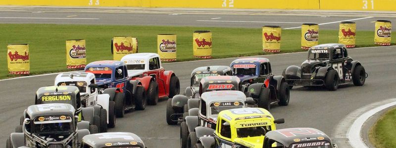 Dillon Faggart leads the field to green on a restart during the opening round of Bojangles' Summer Shootout at Charlotte Motor Speedway.