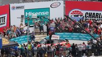 Ryan Blaney celebrates his XFINITY Series win during Saturday's Hisense 4K TV 300 at Charlotte Motor Speedway.