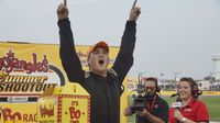 Sheldon Crouse celebrates his Semi-Pro win during Round 6 of the Bojangles' Summer Shootout at Charlotte Motor Speedway.