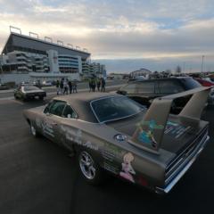 Every car has a story. This one, a tribute to those battling ovarian cancer, was on display during the inaugural Cars and Coffee Concord at Charlotte Motor Speedway.
