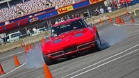 A bright red Corvette had bright red brakes during the opening AutoCross session during opening day of the 22nd annual Goodguys Southeastern Nationals at Charlotte Motor Speedway.