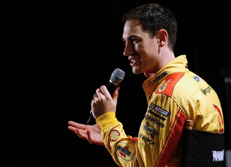 Monster Energy NASCAR Cup Series driver Joey Logano speaks to media during the 35th Annual NASCAR Media Tour hosted by Charlotte Motor Speedway on Wednesday.