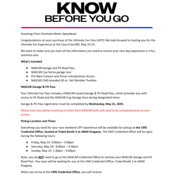 2025 Coca-Cola 600 UFP Know Before You Go
