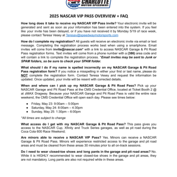 2025 NASCAR VIP Pass Overview