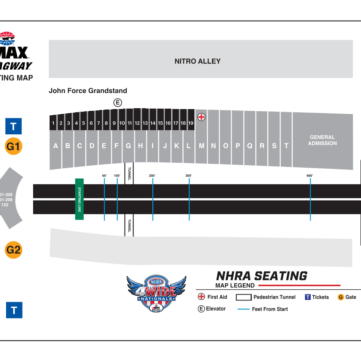 NHRA 4-Wide Nationals Seating Map