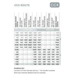 CCX Route Time Table