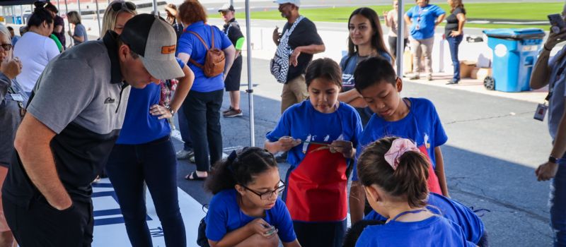 NASCAR Cup Series driver Michael McDowell joined fourth graders from five Charlotte-area elementary schools as they painted “turtles” that will be used during the Bank of America ROVAL™ 400 weekend at Charlotte Motor Speedway, Oct. 6-8.