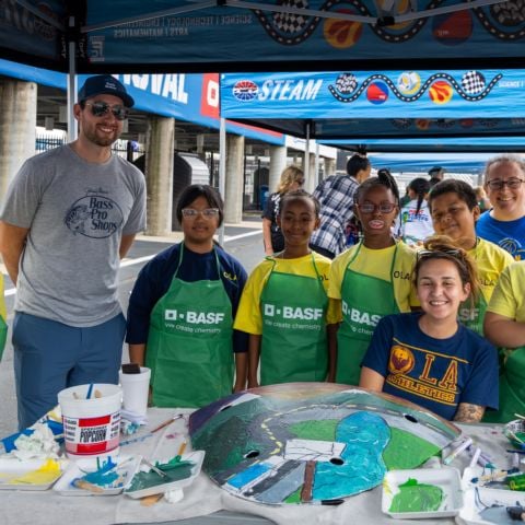 NASCAR Playoff driver Chase Briscoe joined area fifth graders in painting the “turtles” at Charlotte Motor Speedway’s annual STEAM event, leading up to the Bank of America ROVAL™ 400 weekend. 