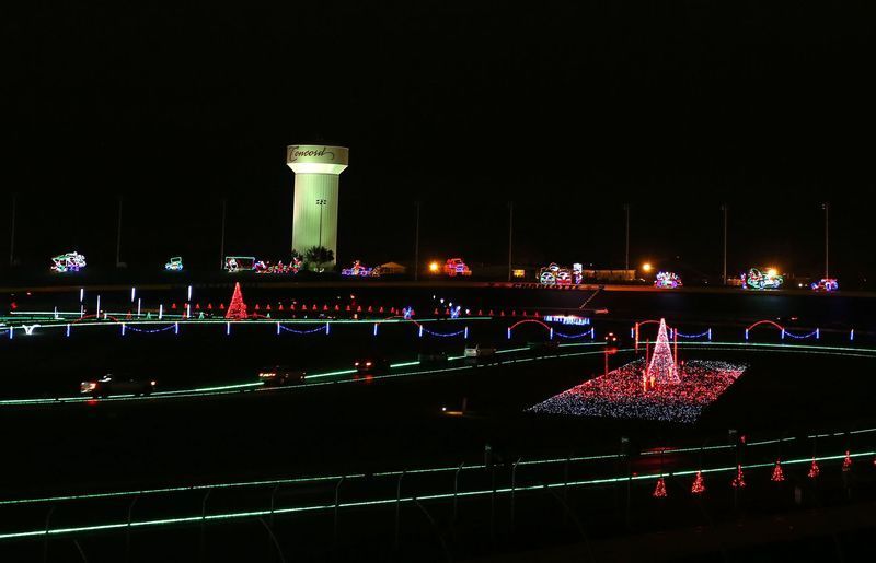 A look at part of the expansive Speedway Christmas lights show coming to Charlotte Motor Speedway on Saturday.