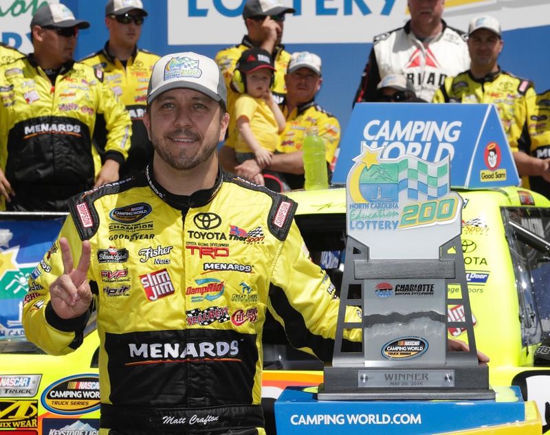 Matt Crafton captured his second North Carolina Education Lottery 200 win on Saturday at Charlotte Motor Speedway. 