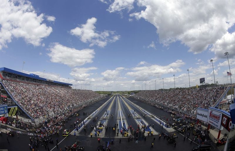 A sellout crowd witnesses Saturday qualifying for the NHRA 4-Wide Nationals presented by Lowes Foods at zMAX Dragway.