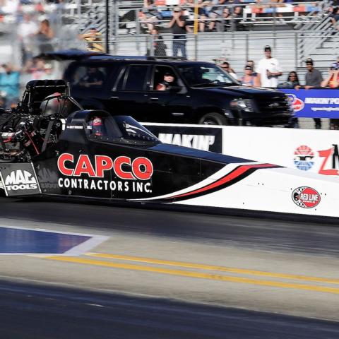 Top Fuel driver Steve Torrence scored his fourth straight zMAX Dragway win in Monday's NTK NHRA Carolina Nationals
