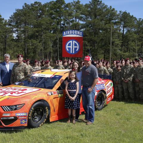 Coca-Cola Racing Family driver Ryan Newman joined the family of fallen U.S. Army Sgt. James Nolen, Charlotte Motor Speedway Executive Vice President and General Manager Greg Walter and members of Nolen's 82nd Airborne Division in unveiling Newman's paint scheme for the Coca-Cola 600 on May 26 at Charlotte Motor Speedway.