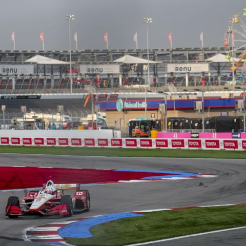 NTT IndyCar Series champion Josef Newgarden became the first IndyCar driver to lap the Charlotte Motor Speedway ROVAL™ in a six-lap exhibition run during Bojangles' Qualifying on Friday.