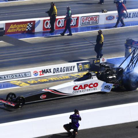 Top Fuel driver Steve Torrence will chase a zMAX Dragway season sweep on Sunday.