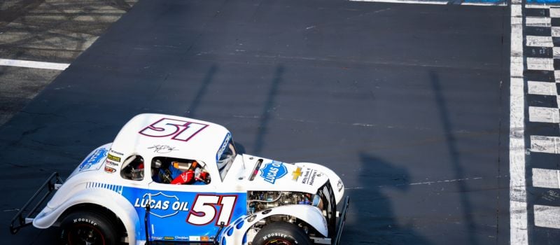 Two-time NASCAR Cup Series Champion Kyle Busch dominates the quarter-mile in the Masters Division during Round 1 of the Cook Out Summer Shootout at Charlotte Motor Speedway.