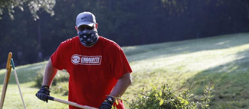 Nearly two dozen Charlotte Motor Speedway employees volunteered to help with grounds keeping and beautification projects as Frank Liske Park as part of the speedway’s third annual Day of Service.