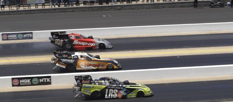 Sixteen-time NHRA Funny Car champion John Force earned the No. 1 qualifying spot during Saturday's qualifying at the NGK NTK NHRA Four-Wide Nationals at zMAX Dragway. 