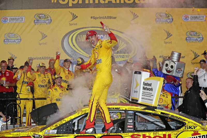 Joey Logano scored his first NASCAR Sprint All-Star Race victory in a Saturday night thriller at Charlotte Motor Speedway.