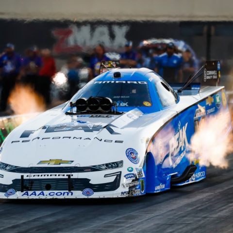 John Force, the most recent Funny Car winner at zMAX Dragway, continued his success at the track on Friday, earning provisional No. 1 qualifier honors.