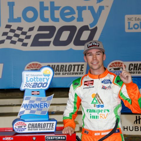 Ben Rhodes scored his seventh career NASCAR CRAFTSMAN Truck Series win in Friday's North Carolina Education Lottery 200.