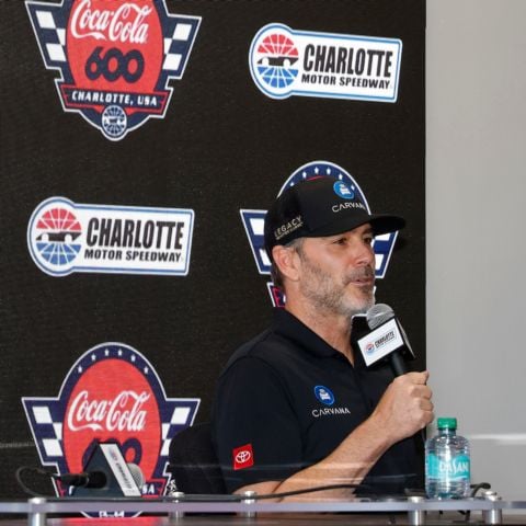 Jimmie Johnson met with media members on Saturday ahead of Sunday's Coca-Cola 600 at Charlotte Motor Speedway. 