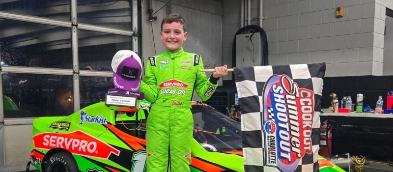 Bandit driver Brexton Busch topped the competition and outran the weather, which forced an early end to Monday’s Cook Out Kickoff at Cook Out Summer Shootout.