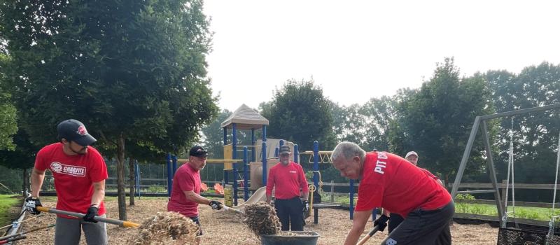 Charlotte Motor Speedway's "Pit Crew" volunteers spent Friday working at Wings of Eagles, a Concord nonprofit that offers therapeutic riding lessons, summer camps and outdoor adventures to children and adults with special needs. As part of its fourth annual Day of Service, speedway employees helped with beautification projects, rebuilt a deck used for ziplining and much more. 