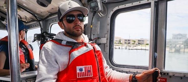 Coca-Cola Racing Family driver Chase Elliott took the helm of a 45-foot Response Boat-Medium while training alongside members of U.S. Coast Guard Station Wrightsville Beach as part of Mission 600 on Tuesday.