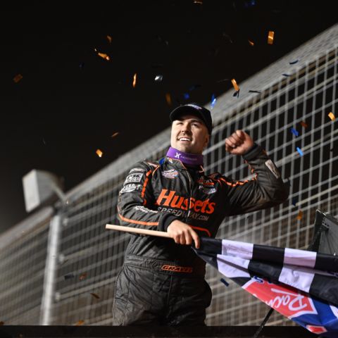David Gravel won the World of Outlaws NOS Energy Drink Sprint Car feature on Thursday night at the World of Outlaws World Finals at The Dirt Track at Charlotte.