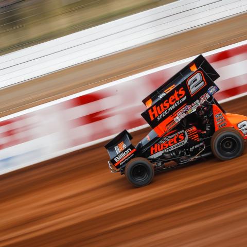 David Gravel surged to victory in Friday night's World of Outlaws NOS Energy Drink Sprint Cars feature during the NGK NTK World of Outlaws World Finals at The Dirt Track at Charlotte.