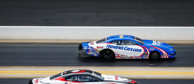 Charlotte-area Pro Stock drivers Greg Anderson (top) and Dallas Glenn will look to claim hometown bragging rights when the NHRA 4-Wide Nationals return to zMAX Dragway next weekend.