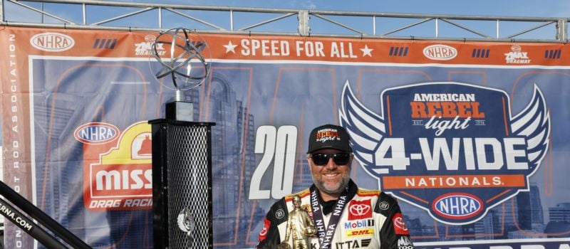 Shawn Langdon etches his name in NHRA history as he takes home the 1,000th Top Fuel trophy in Sundays final day of American Rebel Light NHRA 4-Wide Nationals. 