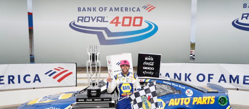 Chase Elliott claimed his second consecutive Bank of America ROVAL 400 win to advance to the Round of Eight in NASCAR's Cup Series Playoffs.