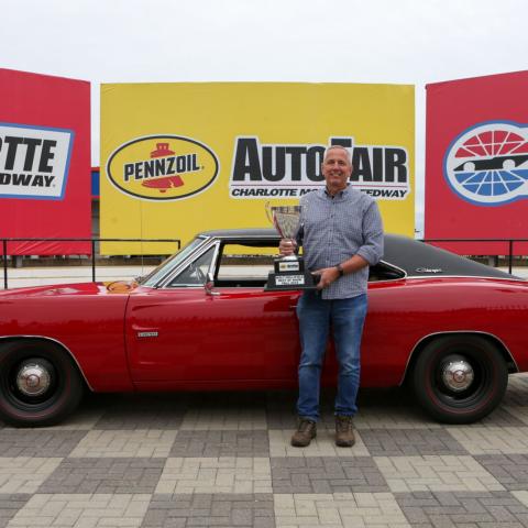 John Jancic's red 1968 Dodge Charger won the Walt Hollifield Best of Show award on Saturday in the Pennzoil AutoFair at Charlotte Motor Speedway.