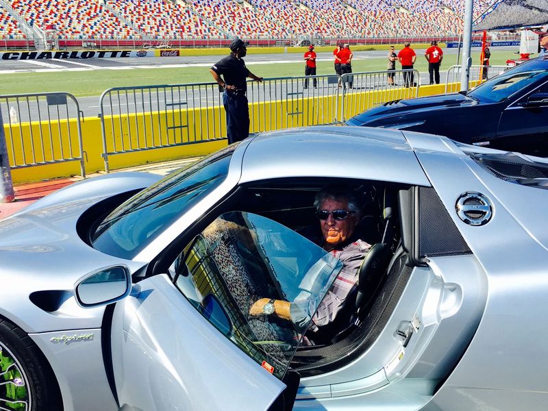 Mario Andretti hot-lapped Charlotte Motor Speedway’s road course in a 2015 Porsche 918 Spyder Hybrid and reached 177 miles per hour on the 2.4-mile road course.