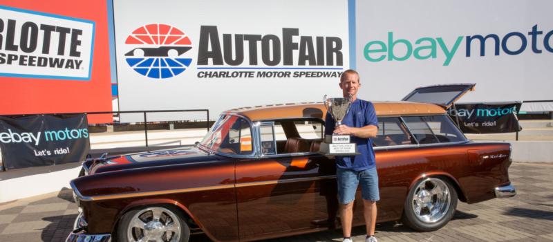 Tim Helms won the Walt Hollifield Best of Show Award at the spring Charlotte AutoFair with his root beer brown 1955 Chevrolet Bel Air Nomad. 