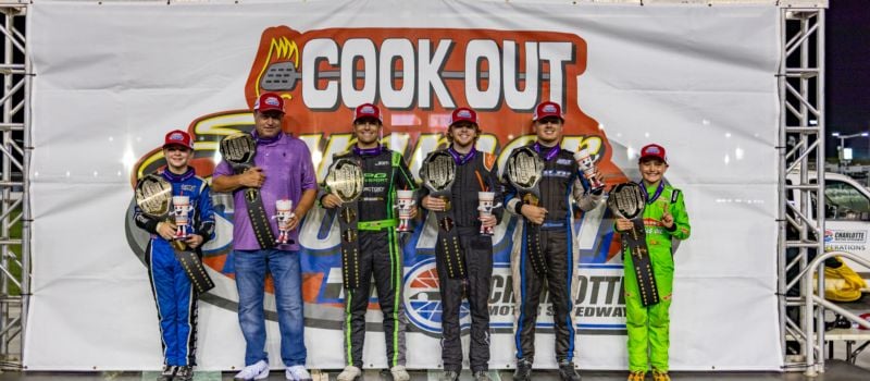 Left to right – Landon Thrasher (Outlaws), Robby Faggart (American Rebel Ale Masters), Jake Bollman (Dilling Heating, Cooling, Plumbing & Electrical Pros), Sam Butler (VP Fuels Semi-Pro), Ben Morabito (Young Lions) and Brexton Busch (Bandits) claimed 2025 Cook Out Summer Shootout season championships. 