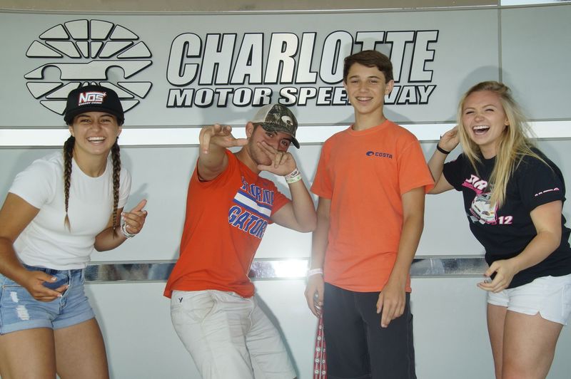 Hailie Deegan, left, and Jessica Dana, far right, are two up-and-coming female racers taking part in this year's Bojangles' Summer Shootout at Charlotte Motor Speedway along with male counterparts Michael Torres, second from left, and Chase Purdy, second from right. 