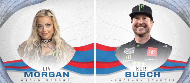 WWE Superstar Liv Morgan has been named Grand Marshal for Sunday's Bank of America ROVAL 400, while Kurt Busch will drop the green flag as Honorary Starter.