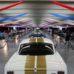 A collection of Shelby Mustangs, designed by automotive icon Carroll Shelby, during the opening day of the Pennzoil AutoFair presented by Advance Auto Parts.