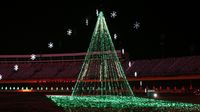 A 48-foot illuminated Christmas tree synchronized to music is among the giant displays wowing fans at this year's Speedway Christmas show.