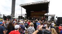 Fans gather for a Q&A with Danica Patrick during the Coca-Cola 600 pre-race pit party at Charlotte Motor Speedway.