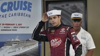 David Ragan and Jeff Hammond promote the NASCAR Cruise during Saturday's Hisense 4K TV 300 at Charlotte Motor Speedway.