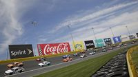 The XFINITY field lines up for a restart during Saturday's Hisense 4K TV 300 at Charlotte Motor Speedway.