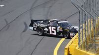 Cody Ware hits the wall during Saturday's Hisense 4K TV 300 at Charlotte Motor Speedway.