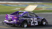 Wendy Venturini's Bandolero sits on the backstretch after an early race incident in the Better Half Dash during Bojangles' Pole Night at Charlotte Motor Speedway.