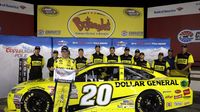 Matt Kenseth poses in Victory Lane after winning the pole for the Bank of America 500 during Bojangles' Pole Night at Charlotte Motor Speedway.